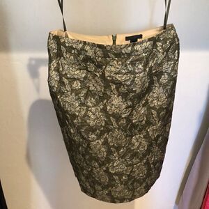 J.crew collection metallic jacquard floral skirt sz 2